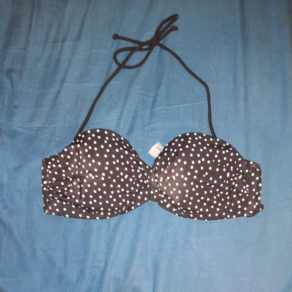 Black polka dot swim top